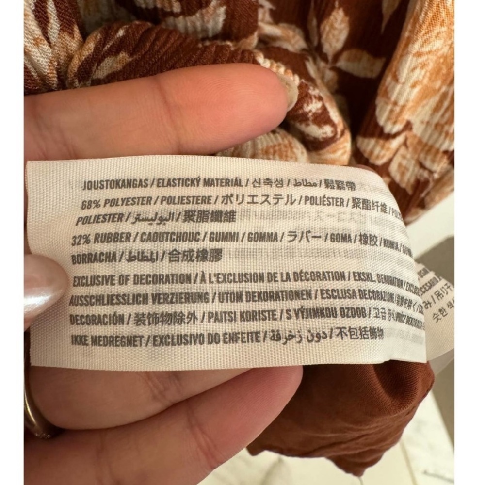 Abercrombie & Fitch | Brown Floral Cottage Peasant Smocked Midi Dress Medium - Picture 8 of 8